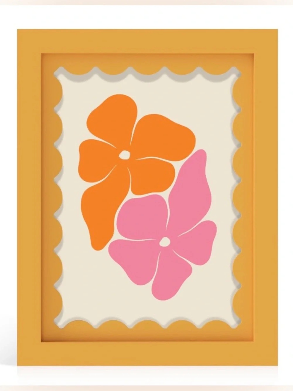 MDF Wood Picture Frame Real Glass w 3D Wavy Cardstock Mat 6x8” MUSTARD YELLOW